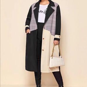 NWOT Plaid Cut and Sew Collar Coat